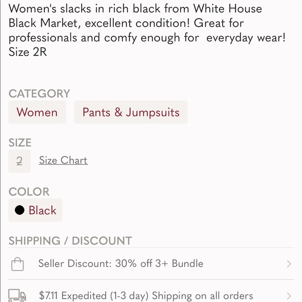 ✨EUC!! WHBM Black LEGACY Pants Size 2✨ - Picture 7 of 7